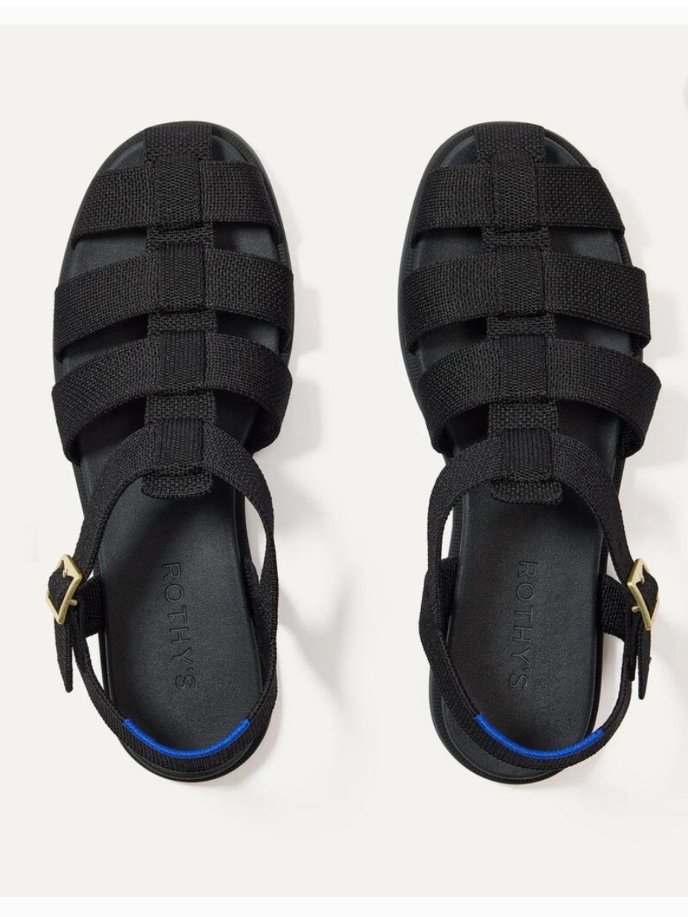 NWT Rothy's Knit Slip On Adjustable Strap The Fisherman Sandals Black Women US 8